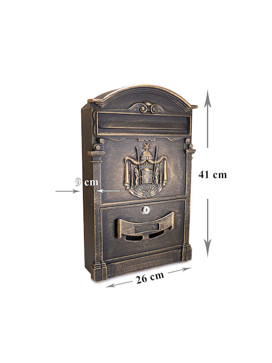 Strend Pro Cutie Poștală pentru Exterior Metalic în Culoarea Maro 25.5x9x41cm