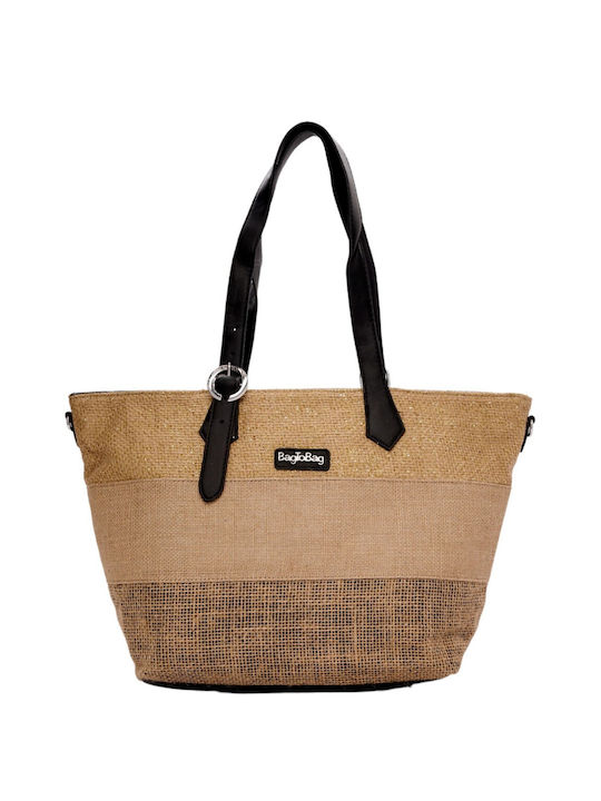 Bag to Bag Ψάθινη Γυναικεία Τσάντα Ώμου Μαύρη