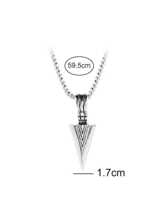 Silver Arrow Pendant Necklace with Silver Chain