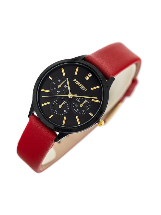 Perfect Watch with Red Leather Strap