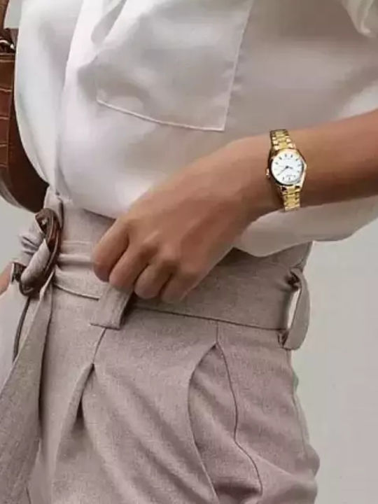 Casio Classic Women's Watch with Gold Metal Bracelet