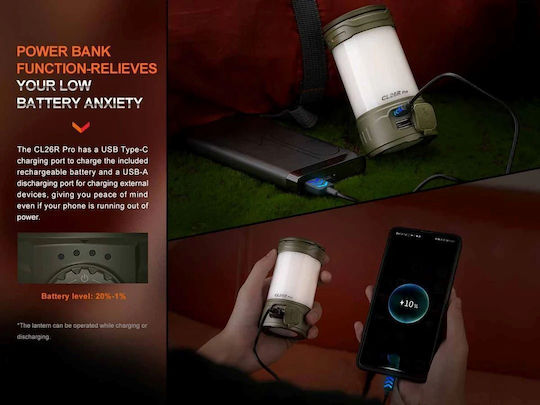 Dulotec CL26R Pro Laterne Led Wiederaufladbar für Camping Wasserdicht mit Taschenlampe & Powerbank 500lm Grüne