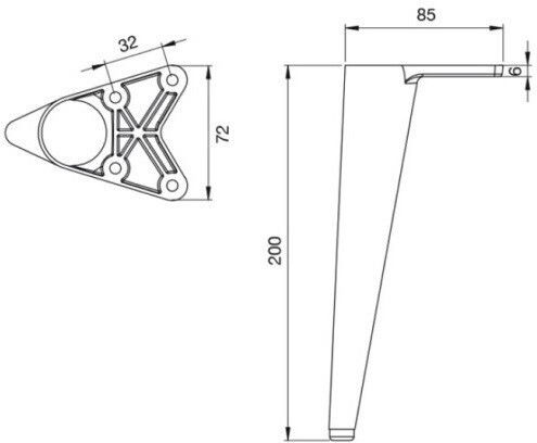 Mafos 230-220va200gr Μεταλλικό Πόδι Επίπλου Ασημί