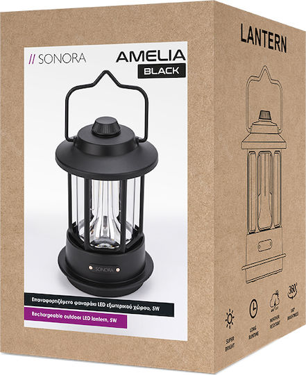 Sonora Sonora Led Wiederaufladbare Campinglaterne mit Powerbank und Ventilator 170lm 5W Schwarze