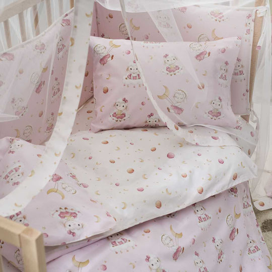 Vesta Home Σετ Βρεφική Παπλωματοθήκη με Μαξιλαροθήκη Lambi Ροζ 120x160εκ.