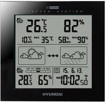 Hyundai WS2244B Wireless Digital Weather Station Tabletop Black