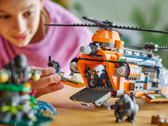 LEGO City Jungle Explorer Helicopter at Base Camp for 8+ Years 881 Pieces