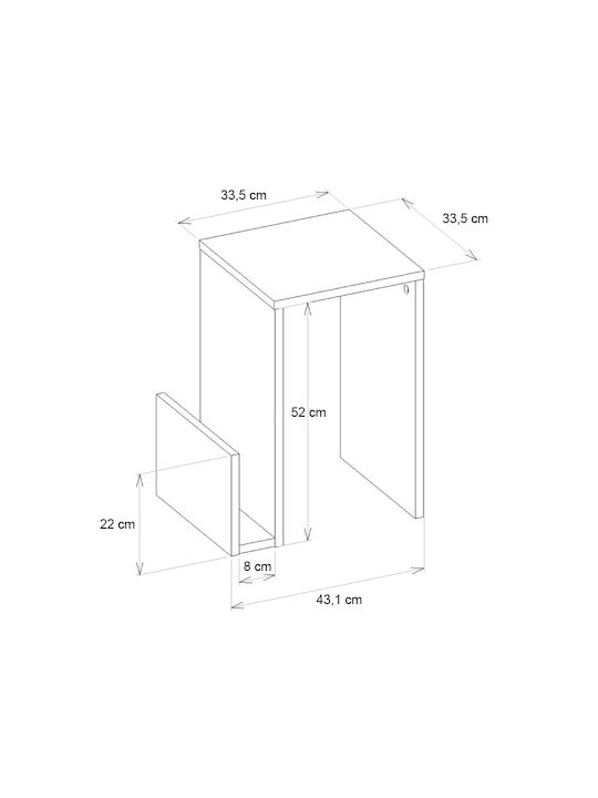 Masă Laterală Rectangulară Regnar Din Lemn Rebab L43,1xL33,5xÎ52cm