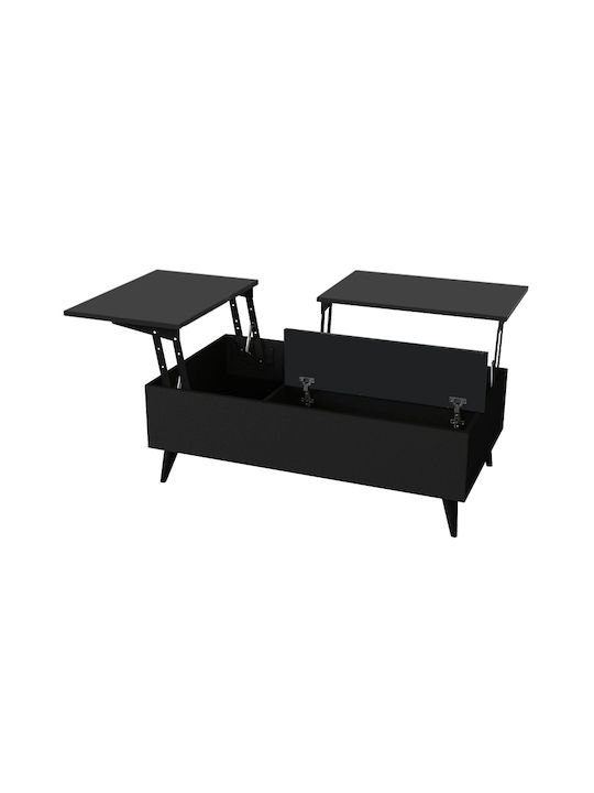 Rectangular Central Coffee Table Roy Wooden with Lifting Mechanism Black W121xL69xH40cm