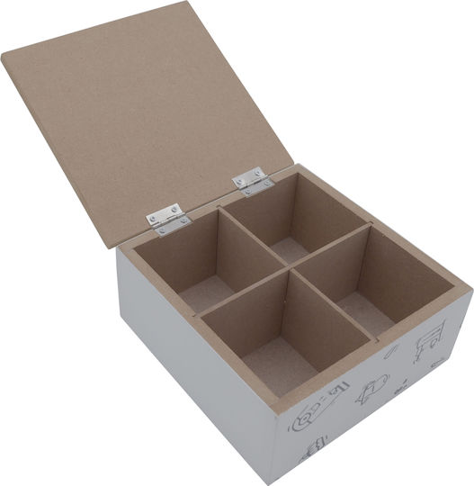 Uncle George Кутия за Чай с капак Дърво Бял 15x7x15см Uncle George Кутия за Чай с капак Дърво Бял 15x7x15см