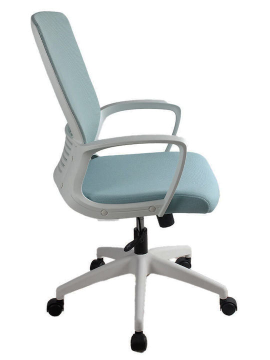 Кресло Офисно с Облегалка Rhea White/l.blue Lamtech