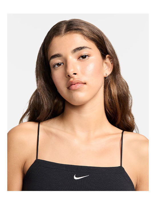 Sommer Mini Sportliches Damenkleid mit Spaghetti-Träger Schwarz