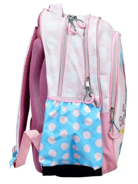 Gim Polka Dot Power School Backpack for Elementary with Water Bottle Holder Pink 27lt