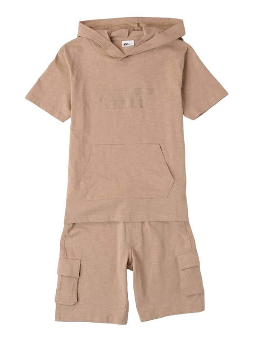 iDO Kids Set with Shorts Summer 2pcs beige