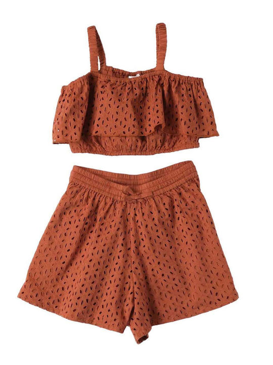 iDO Kids Set with Shorts Summer 2pcs Coffee