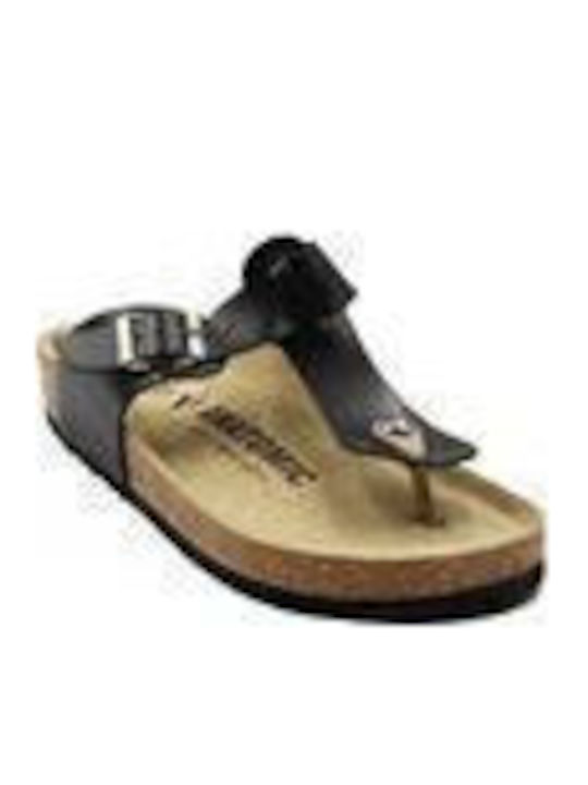 Leather Women's Flat Sandals Anatomic in Black Color