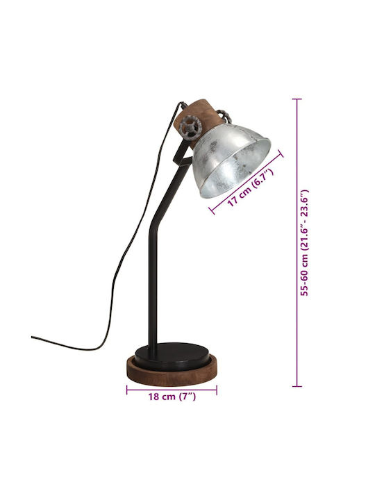 vidaXL Office Lamp for Socket E27 in Silver Color