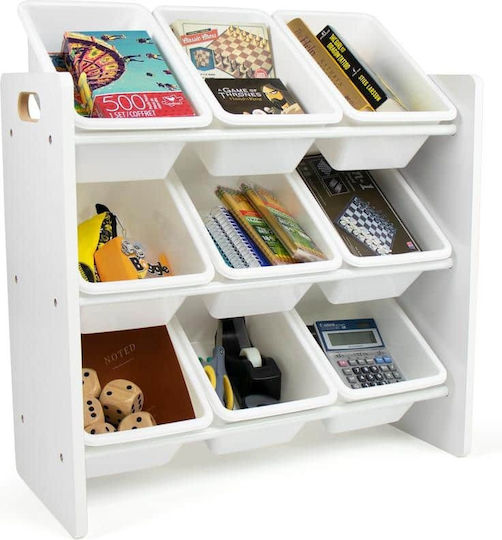 Система за съхранение на играчки от пластмаса Бял 65x26.5x60см 1бр