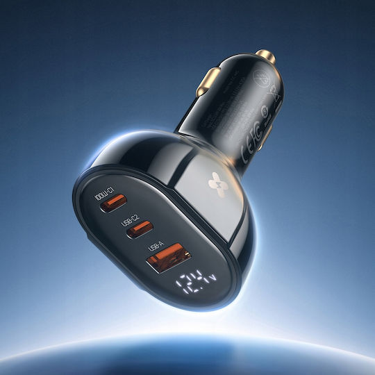Mcdodo Încărcător Auto Cu Mufă De Brichetă 128W Cu Porturi 3xUSB-A Culoare Neagră