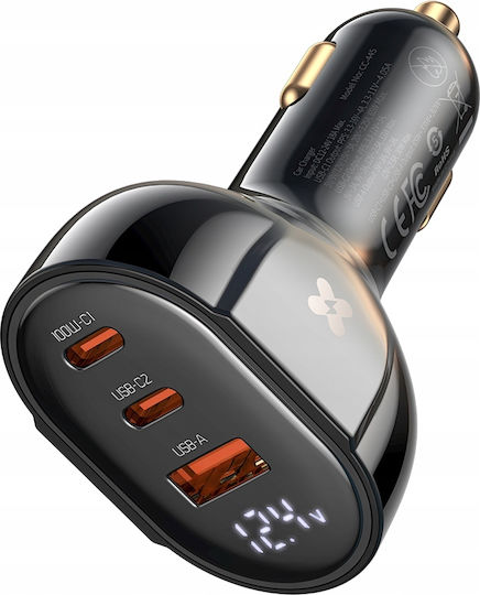Mcdodo Încărcător Auto Cu Mufă De Brichetă 128W Cu Porturi 3xUSB-A Culoare Neagră