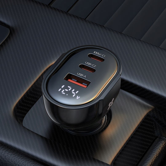 Mcdodo Încărcător Auto Cu Mufă De Brichetă 128W Cu Porturi 3xUSB-A Culoare Neagră