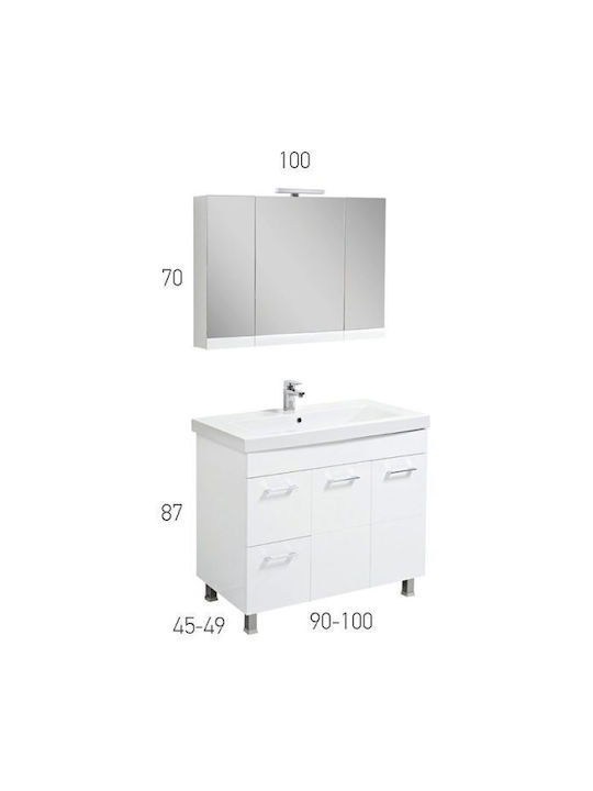 Mabo Oglindă de Baie Lumini LED 80x70cm Alb