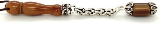 Kompologadiko Silver Worry Beads with Tassel with 33 Beads Yellow
