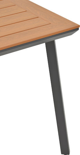 Synergy Outdoor Dinner Table with Wood Surface and Aluminum Frame Natural 80x80x74cm