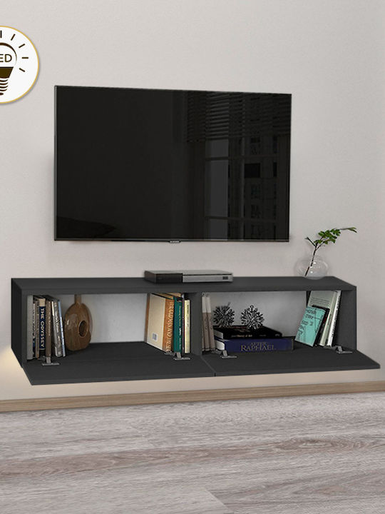 TV Stand with LED Lighting Black L135xW31.6xH25cm