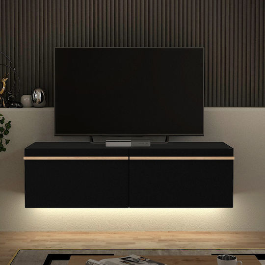 TV-Ständer Morel mit LED-Beleuchtung Schwarz M140xT41.8xH40cm