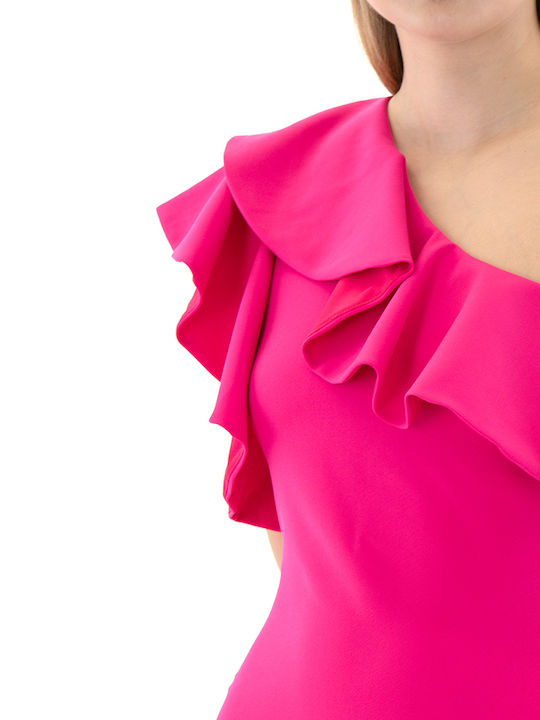 Summer Maxi Dress for Wedding and Christening Fuchsia JB-24029 Satin Pink