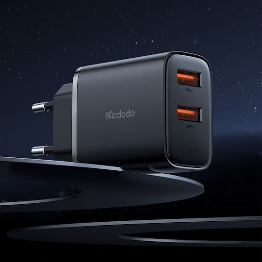 Mcdodo Ladegerät ohne Kabel mit 2 USB-A Anschlüsse 12W Schwarzs (CH-5070)
