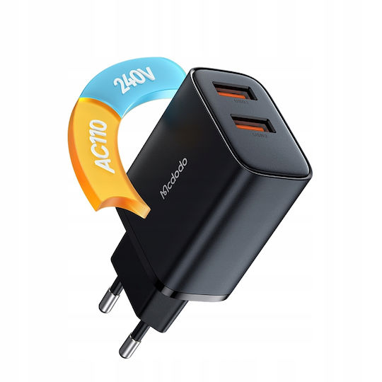 Mcdodo Ladegerät ohne Kabel mit 2 USB-A Anschlüsse 12W Schwarzs (CH-5070)