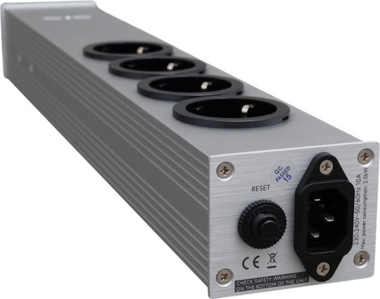 Taga Harmony PF-400USB Захранваща лента Безопасност 4 Позиции с 2 USB-A, Превключвател и Кабел 0.431м Сребрист