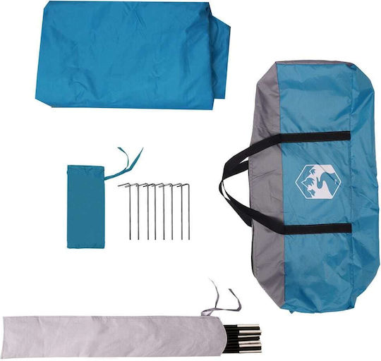 vidaXL Shade Sail Blue With Hoop & with PU Coating 3.8x4.3m 105gr/m²