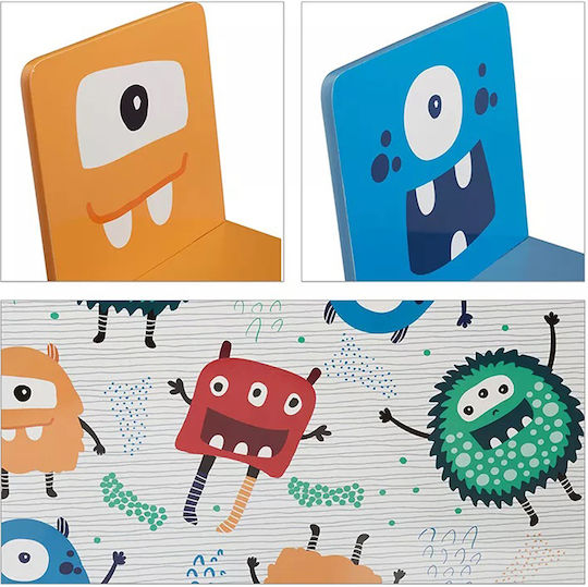 Children's Wooden Table 2 Chairs Set Learning Playing Drawing Feeding Ghosts