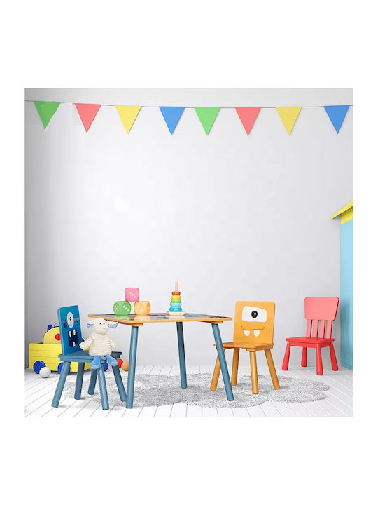 Children's Wooden Table 2 Chairs Set Learning Playing Drawing Feeding Ghosts