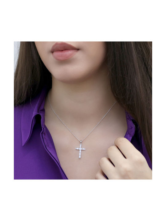 Weißgold Kreuz 18K mit Kette