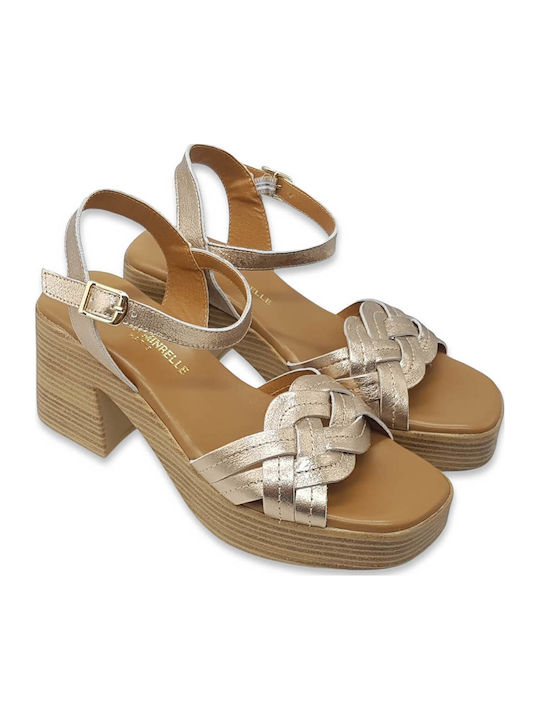 Sandale Elegante Damă Din Piele Roz Auriu
