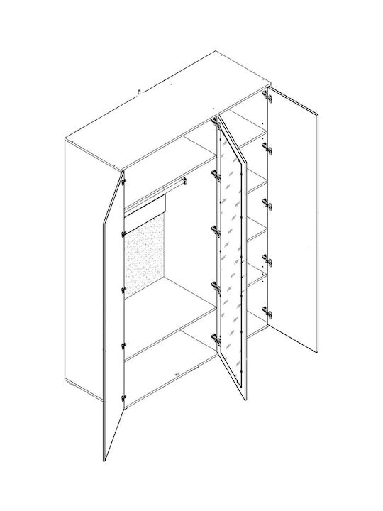 Τρίφυλλη Ντουλάπα Καφέ 149.8x55.3x210cm Τρίφυλλη Ντουλάπα Καφέ 149.8x55.3x210cm