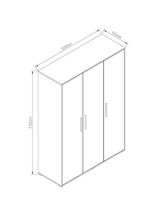 Three Door Wardrobe Brown 149.8x55.3x210cm