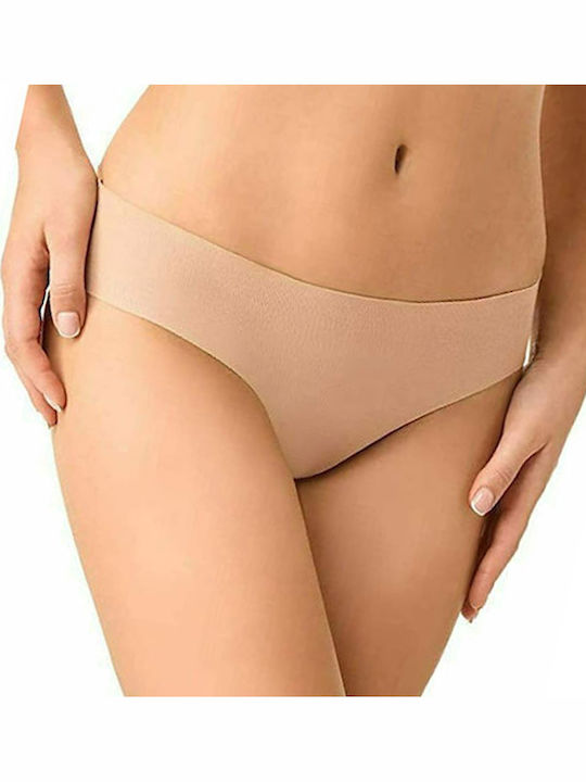 Damen Slip Nahtlos Beige