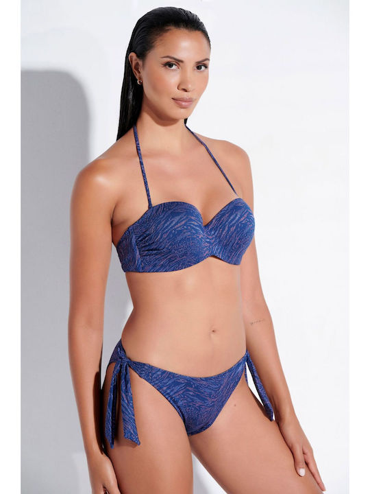 Bilitis Bikini Set Strapless Top & Slip Bottom Blue