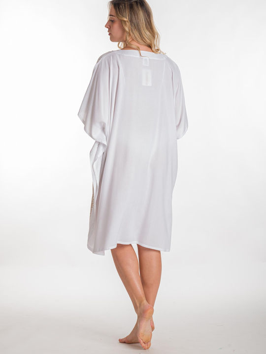 Rima Beachwear Feminin Scurt Caftan de Plajă Alb