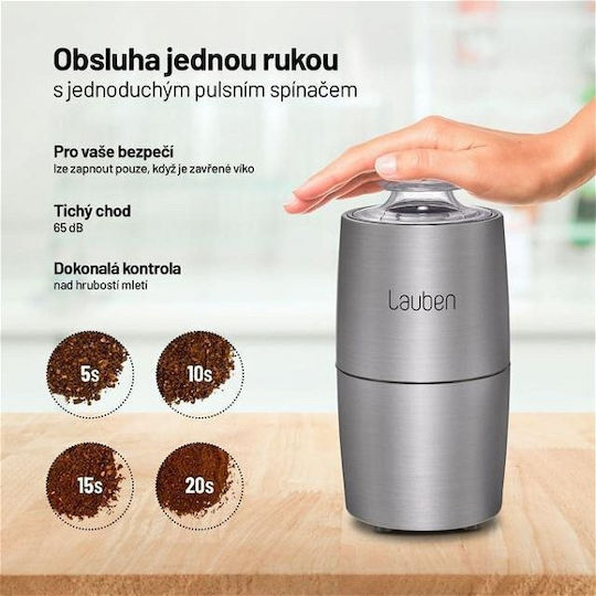 Lauben Elektrischer Kaffeemühle 200W mit einer Kapazität von 500gr Silber