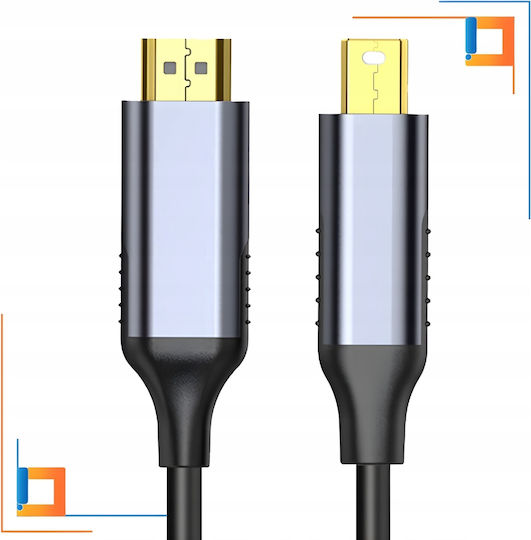 Кабел mini DisplayPort мъжки - HDMI мъжки 1м Сив (CO2-0027)