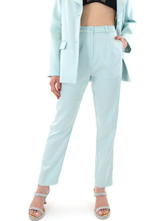 Women's Fabric Trousers Tapered Line Green
