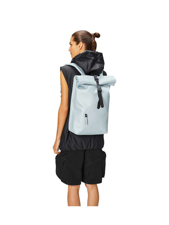 Rains Rolltop Rucksack Stoff Rucksack Wasserdicht Hellblau