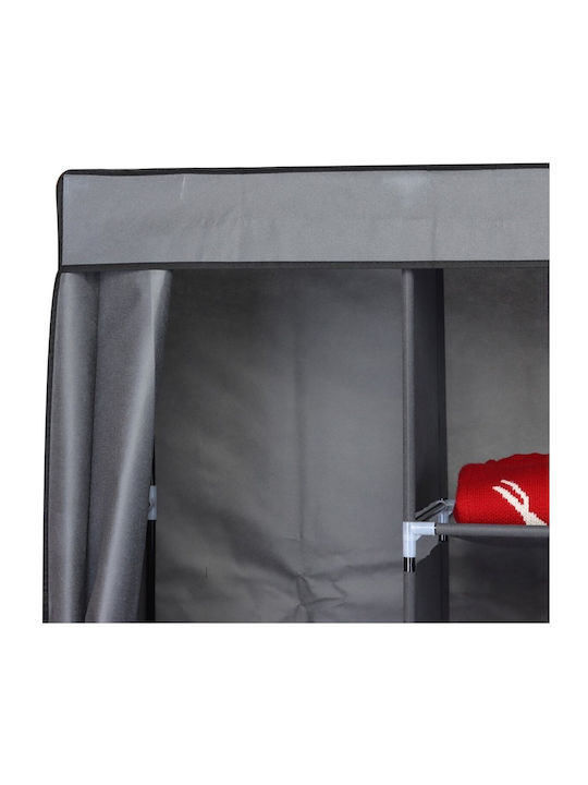 Saska Garden Fabric Wardrobe with Zipper and Shelves in Gray Color 168x45x172cm