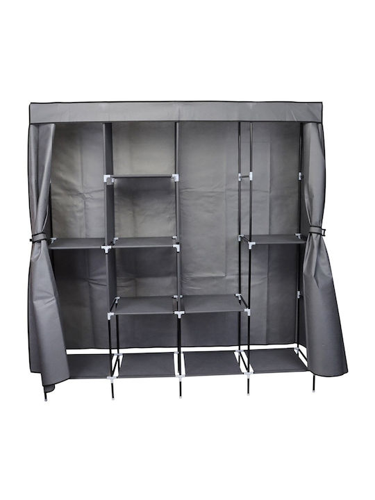 Saska Garden Fabric Wardrobe with Zipper and Shelves in Gray Color 168x45x172cm